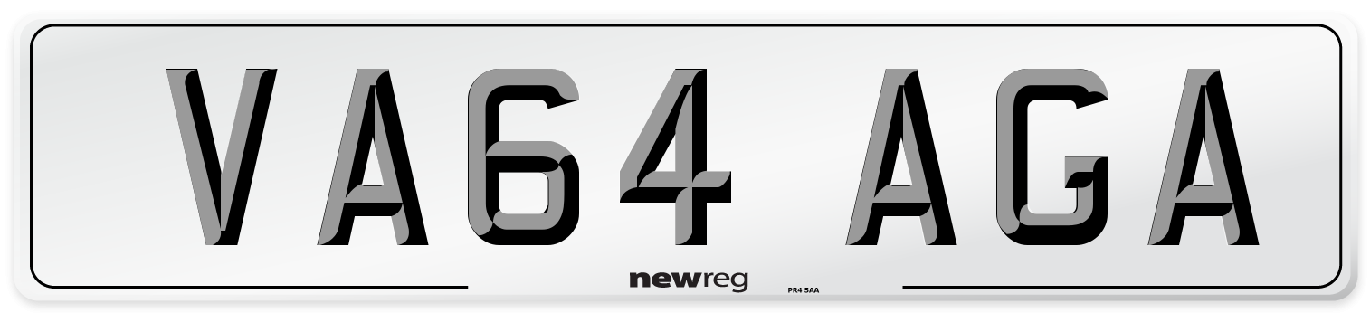 VA64 AGA Number Plate from New Reg